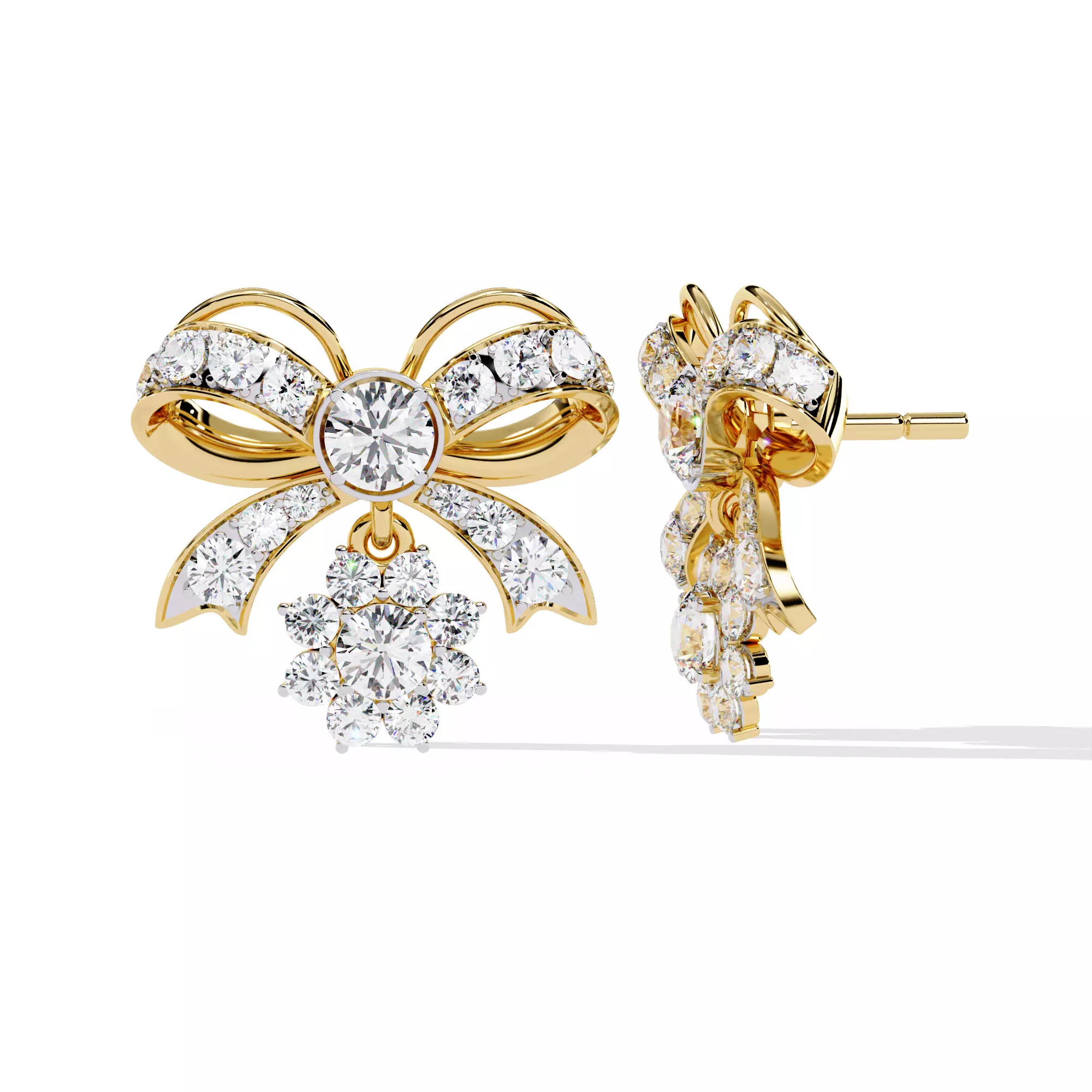 Solitaire Diamond Earring with render and detail images 2 3D print model