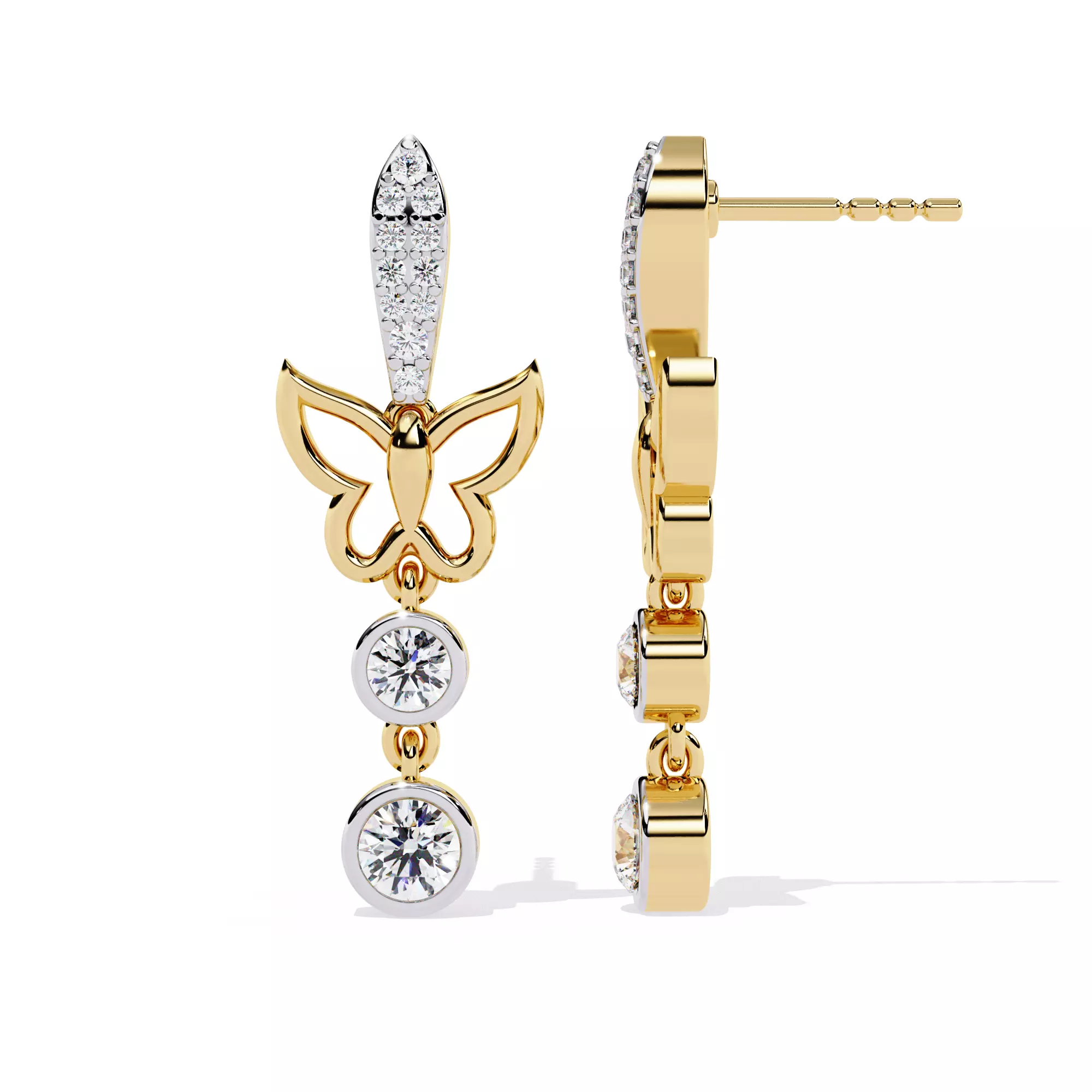 Solitaire Diamond Earring with render and detail images 15 3D print model