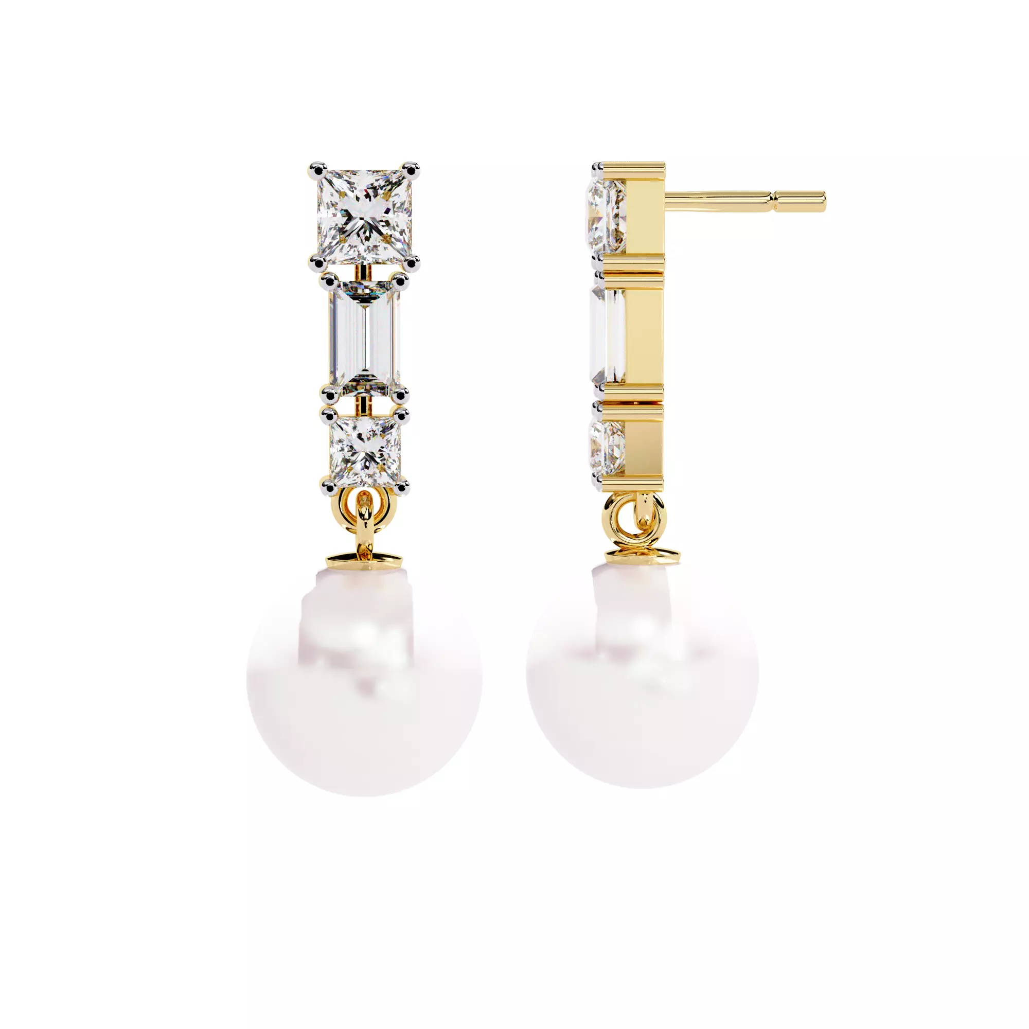 Solitaire Diamond Earring with render and detail images 14 3D print model