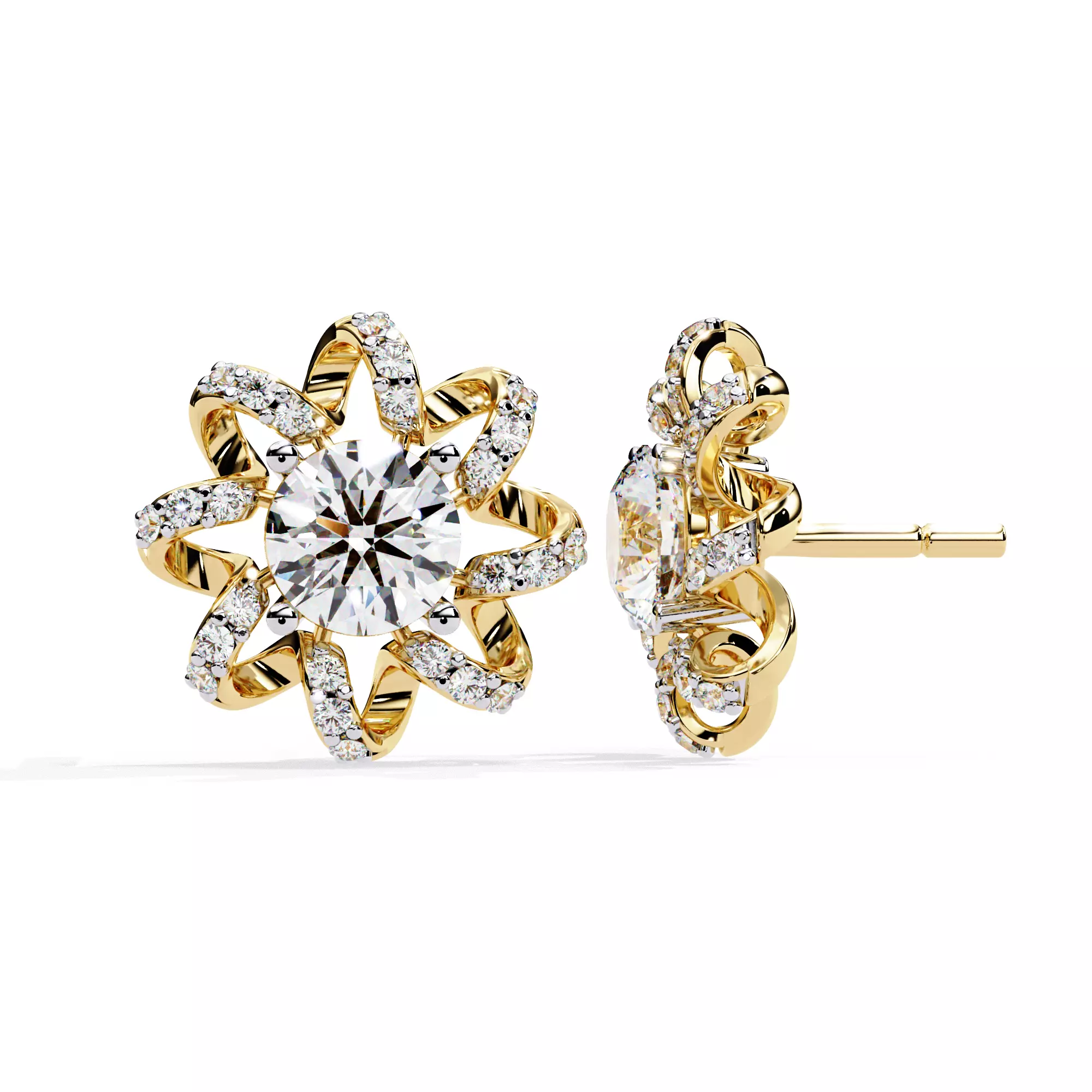 Solitaire Diamond Earring with render and detail images 12 3D print model