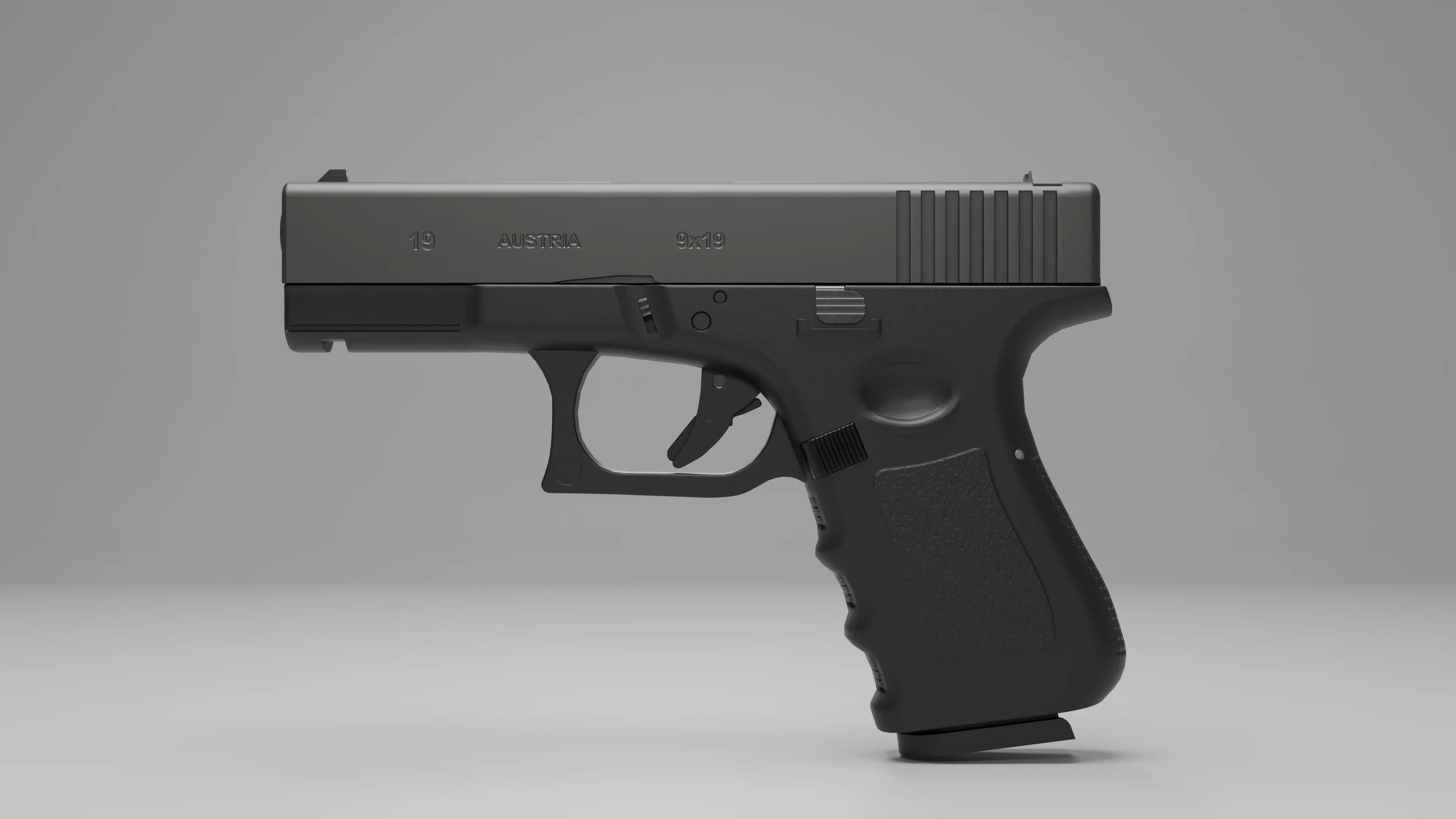 Glock 19 Game Ready Pistol Low Poly PBR Weapon Low-poly 3D model