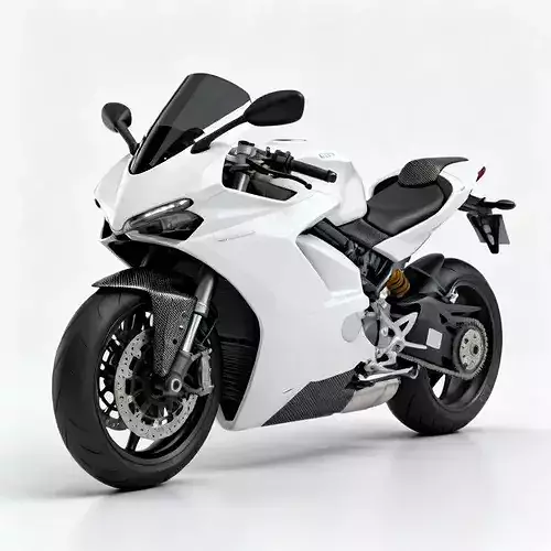 Modern Sport Bike White Motorcycle 3d model