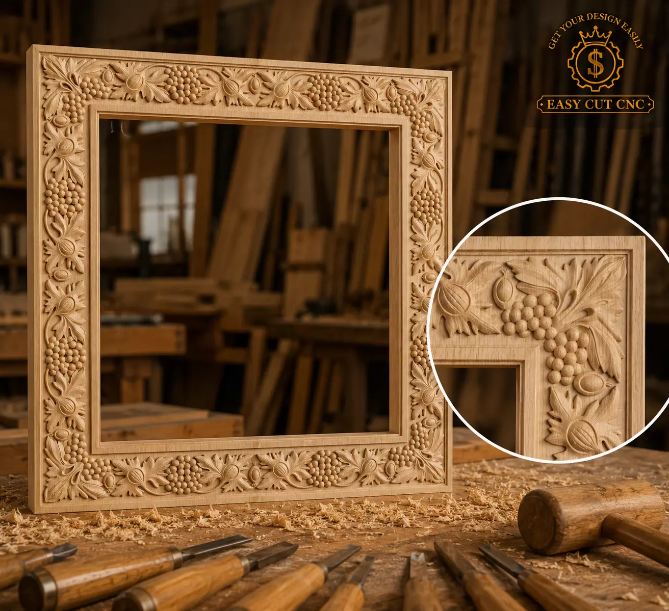 Vintage Grape Vine Frame STL Model 3D model