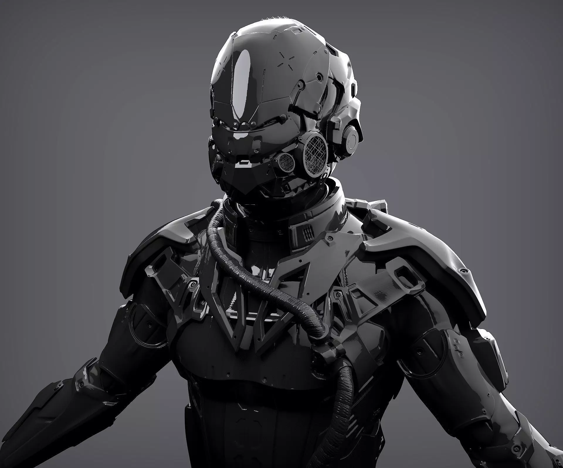 Futuristic Character 3D model_0