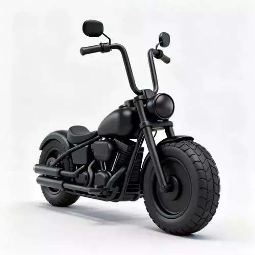 Stylized Cartoon Toy Chopper Black Motorcycle 3d model