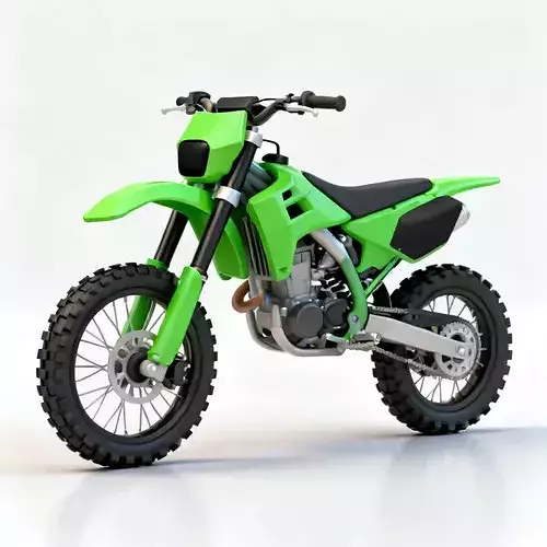 Stylized Cartoon Dirt Bike Green Motorcycle 3d model
