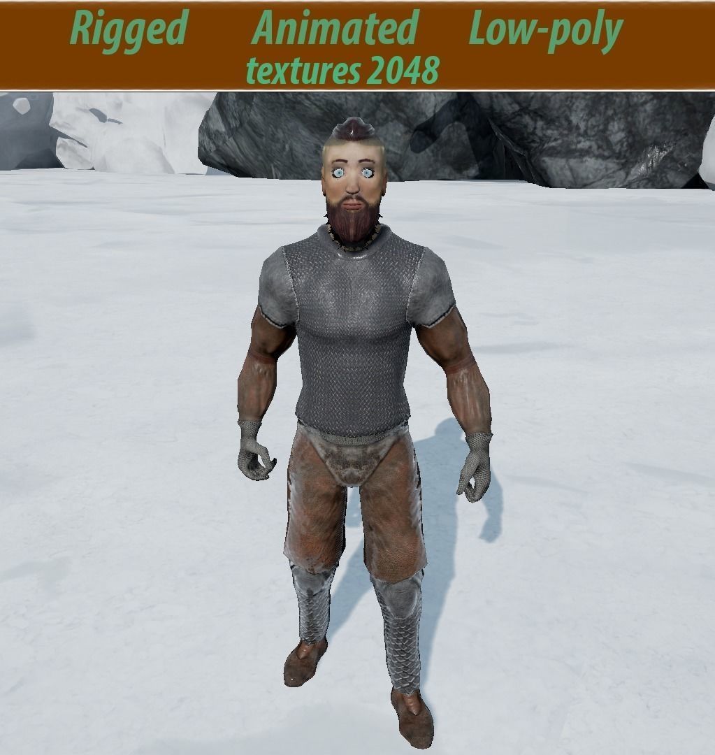 Knight Viking Man character no1 Low-poly 3D model