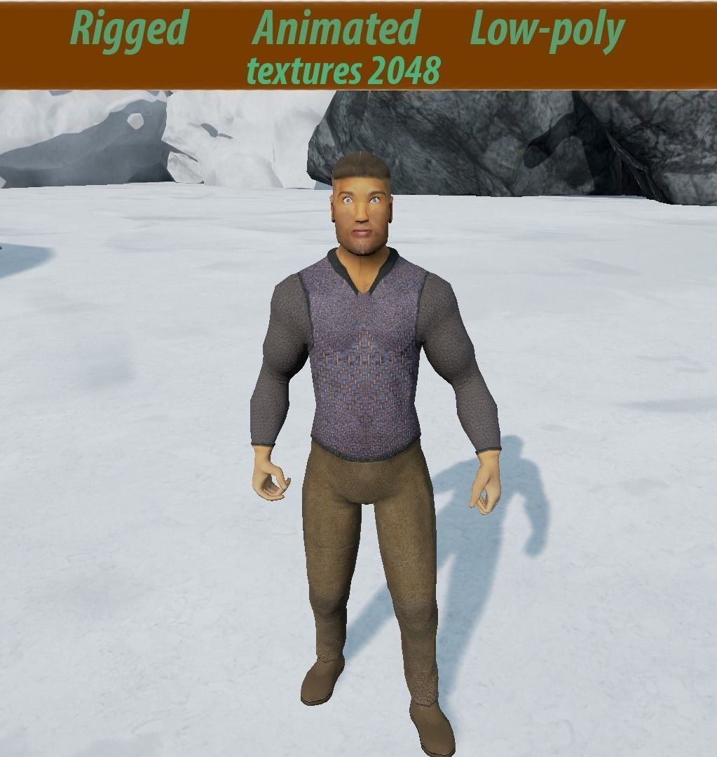 Knight Viking Man character no2 Low-poly 3D model_0