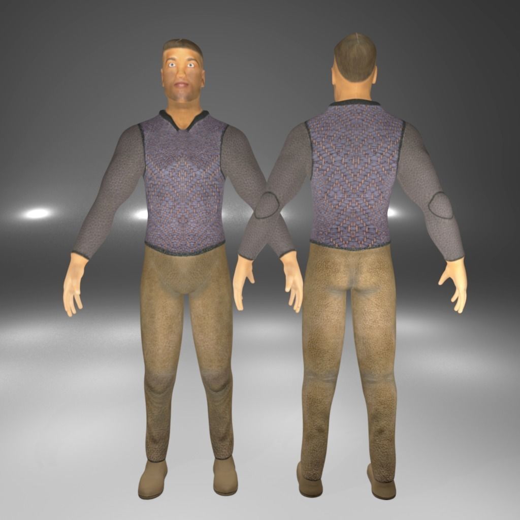 Knight Viking Man character no2 Low-poly 3D model_4