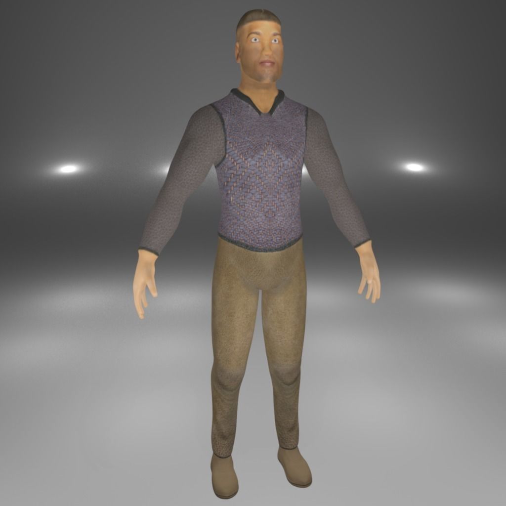 Knight Viking Man character no2 Low-poly 3D model_2