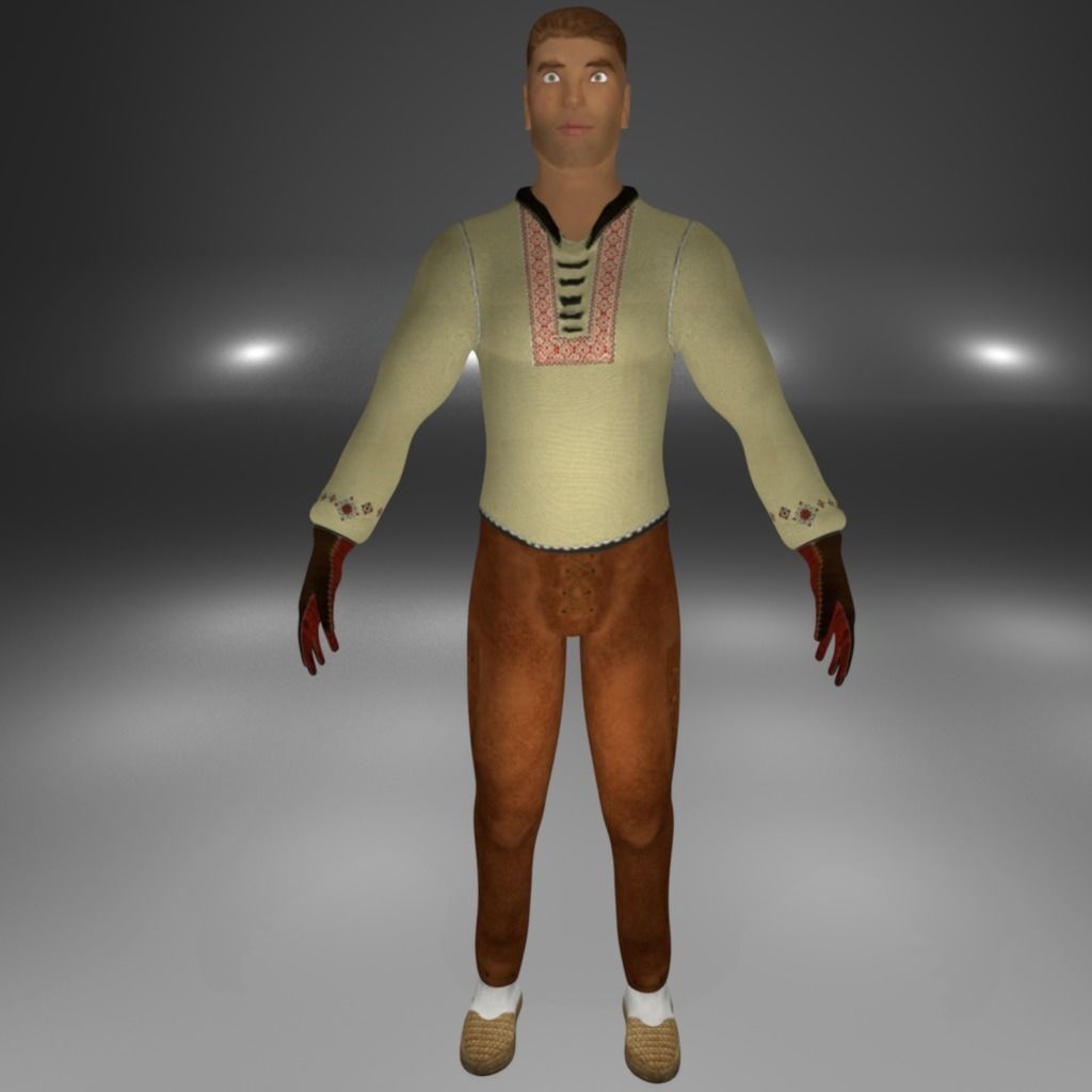 Knight Viking Man character no3 Low-poly 3D model_2