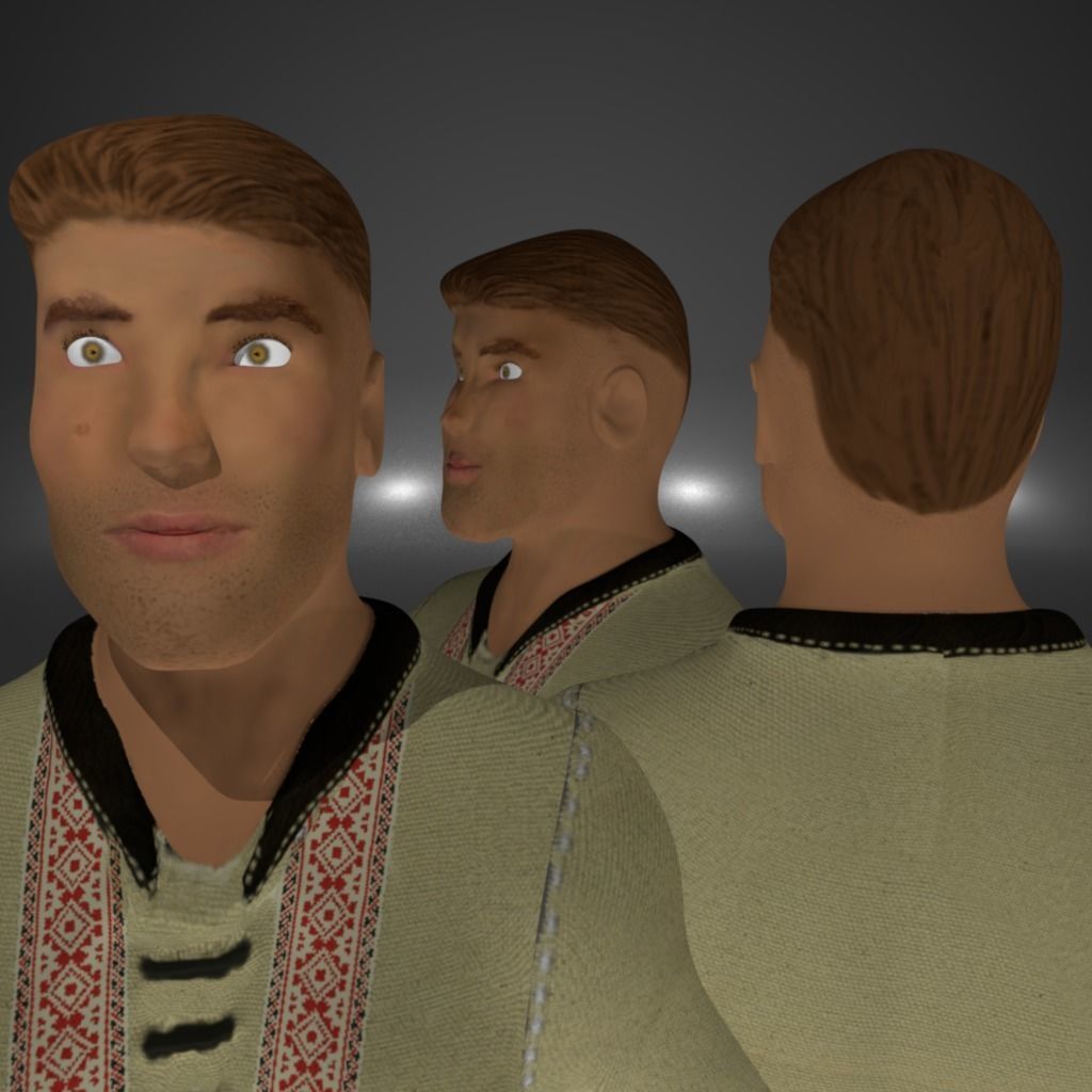 Knight Viking Man character no3 Low-poly 3D model_7