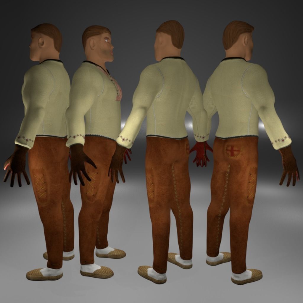 Knight Viking Man character no3 Low-poly 3D model_5