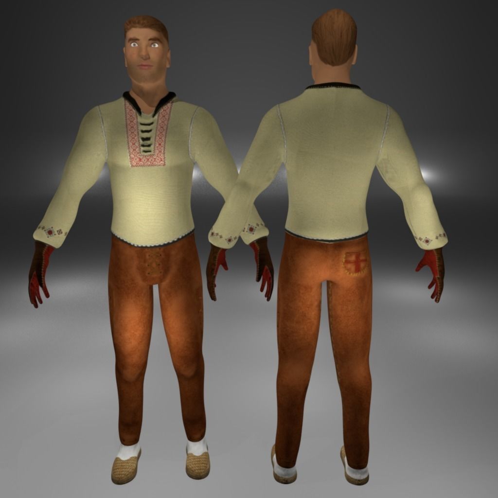 Knight Viking Man character no3 Low-poly 3D model_4