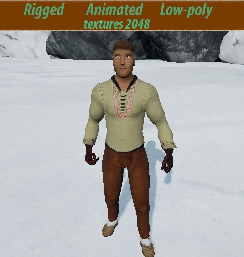 Knight Viking Man character no3 Low-poly 3D model_0