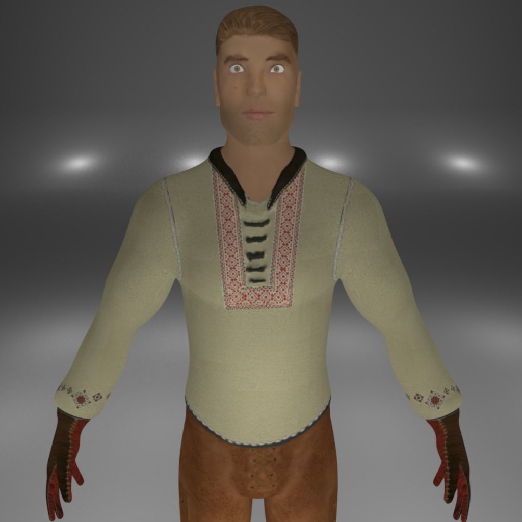 Knight Viking Man character no3 Low-poly 3D model_3