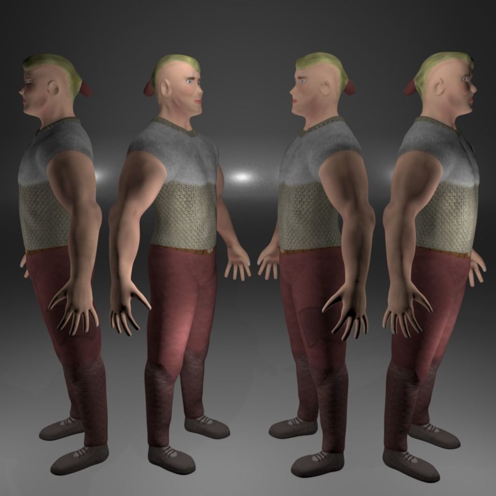 Knight Viking Man character no4 Low-poly 3D model_3