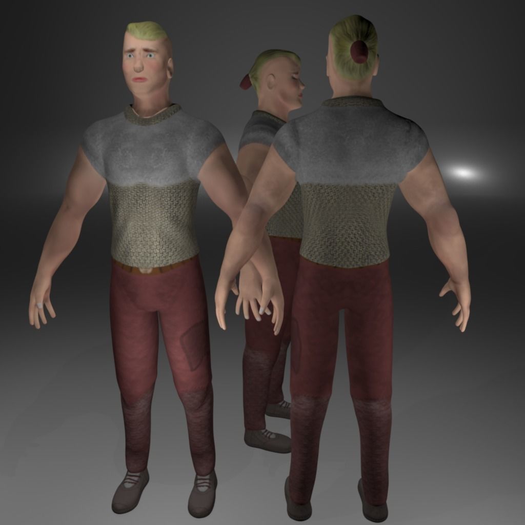 Knight Viking Man character no4 Low-poly 3D model_6