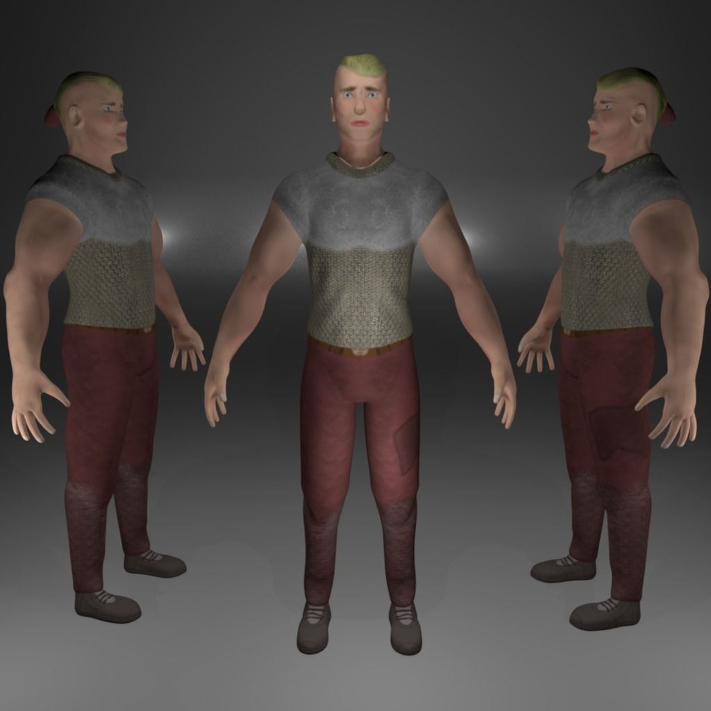 Knight Viking Man character no4 Low-poly 3D model_4