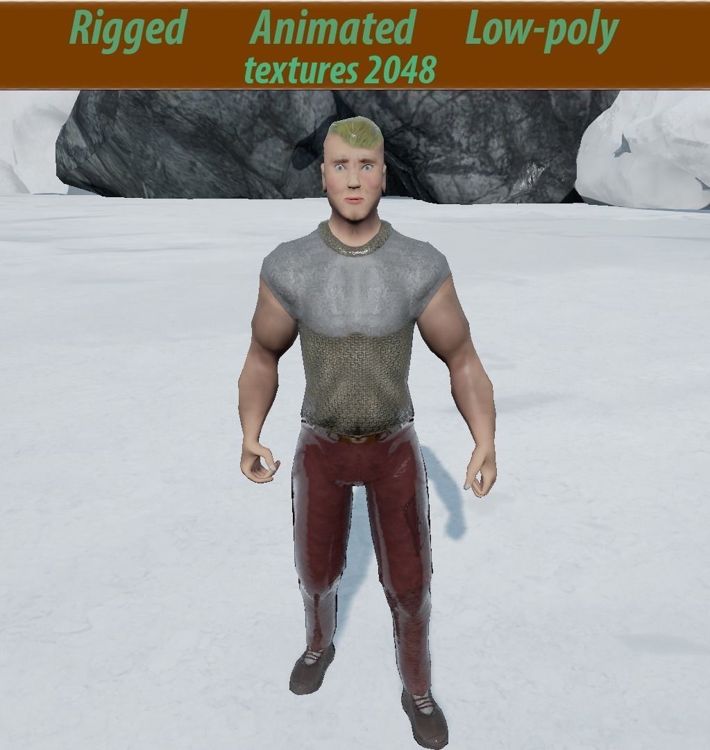 Knight Viking Man character no4 Low-poly 3D model_0