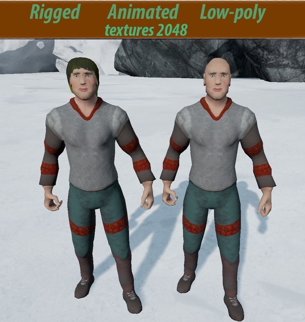 Knight Viking Man character no5 Low-poly 3D model_0