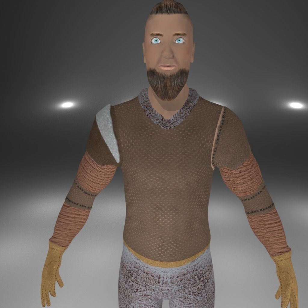 Knight Viking Man character no6 Low-poly 3D model_3