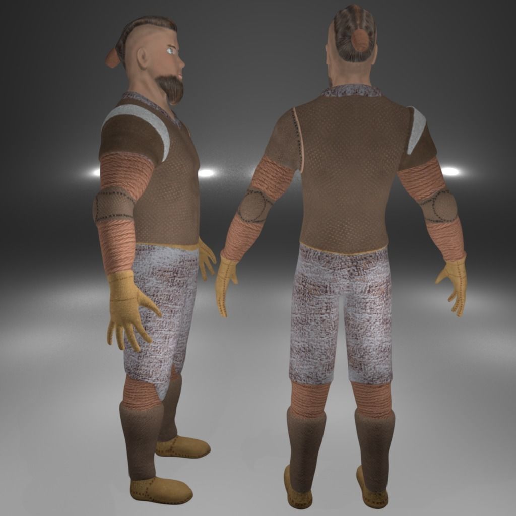 Knight Viking Man character no6 Low-poly 3D model_4