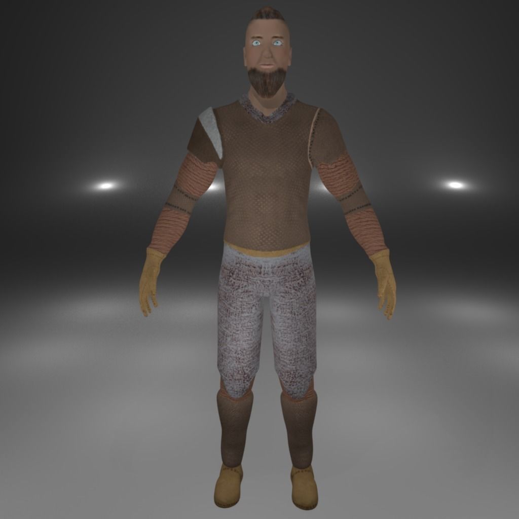 Knight Viking Man character no6 Low-poly 3D model_2
