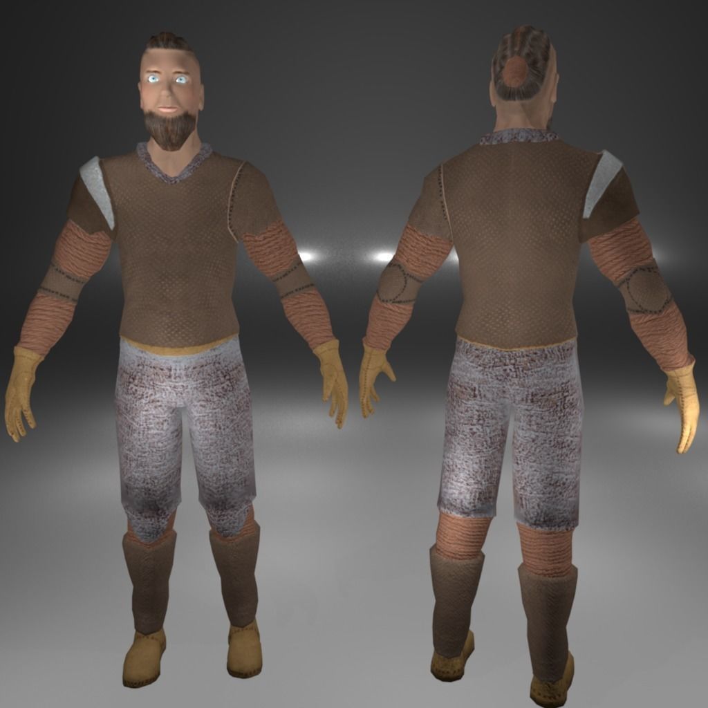 Knight Viking Man character no6 Low-poly 3D model_6