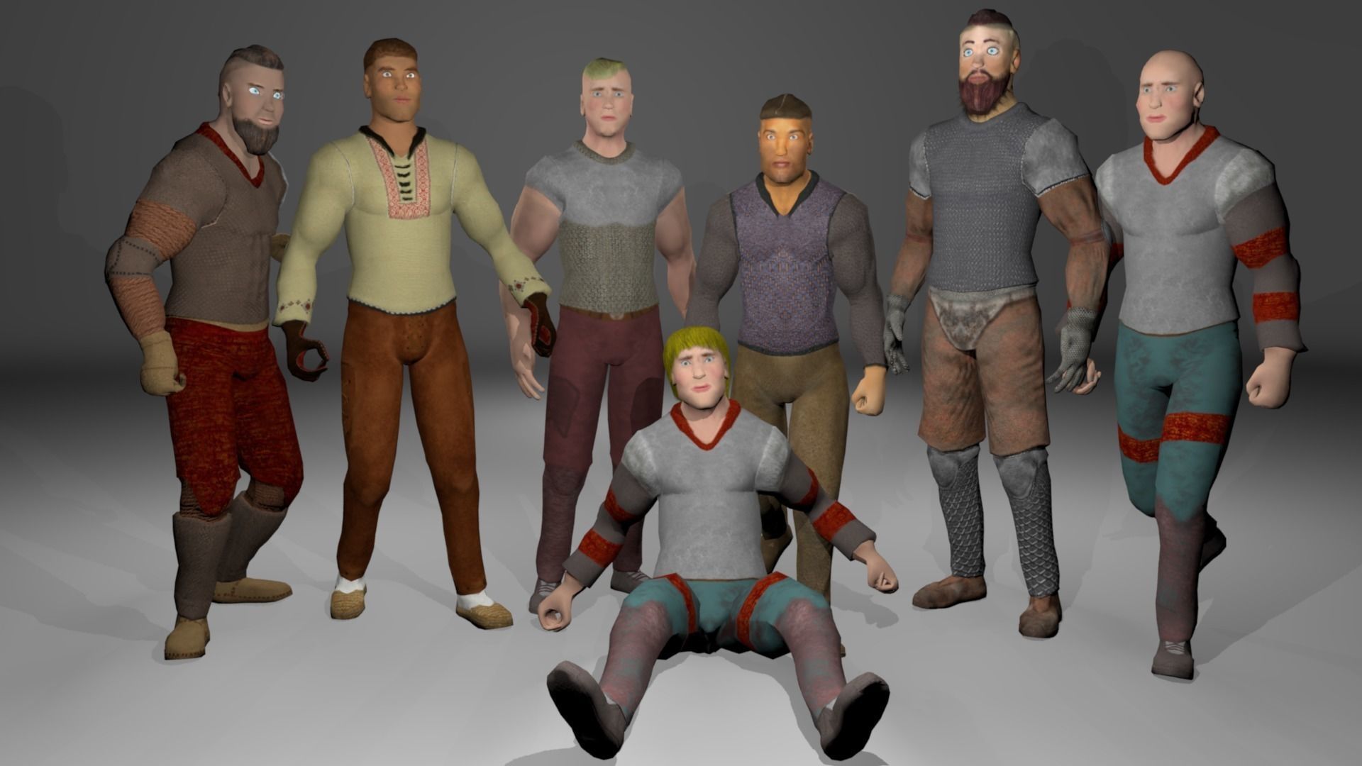 PACK Knight Viking Man character PLUS weapons Low-poly 3D model_0