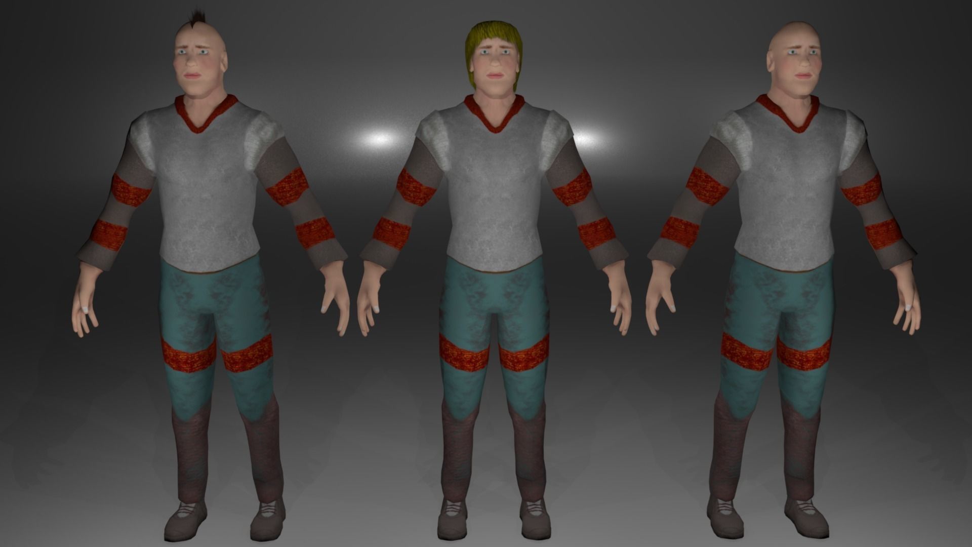 PACK Knight Viking Man character PLUS weapons Low-poly 3D model_7