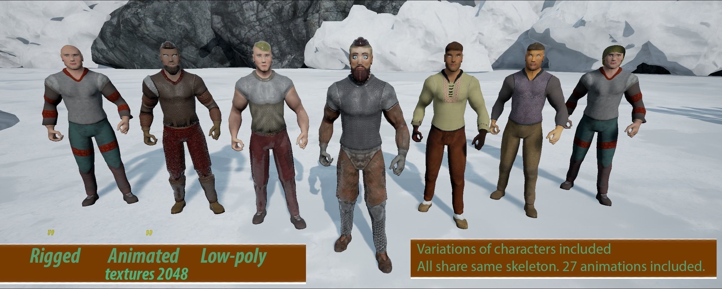 PACK Knight Viking Man character PLUS weapons Low-poly 3D model_2