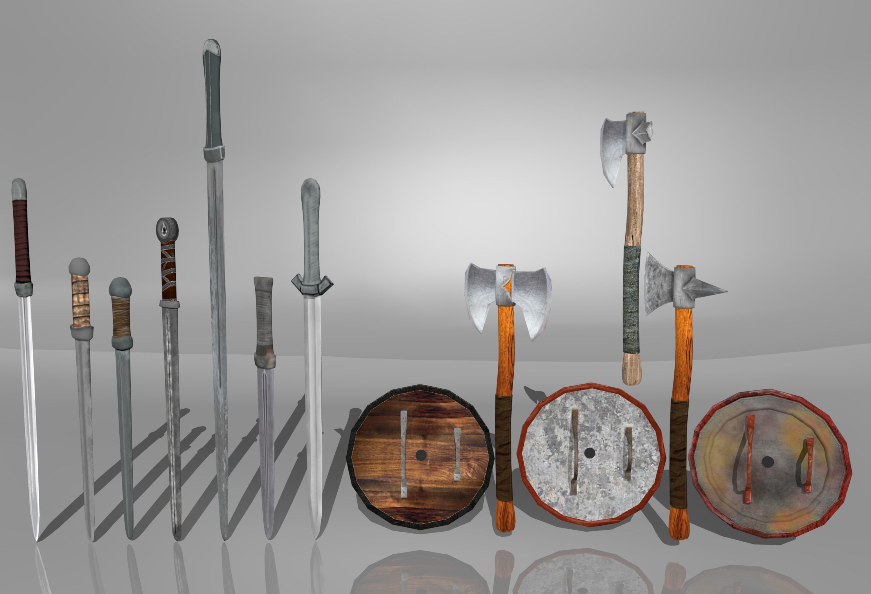 PACK Knight Viking Man character PLUS weapons Low-poly 3D model_10