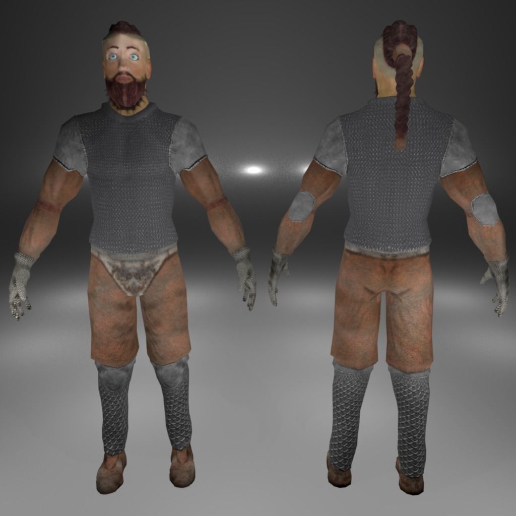 PACK Knight Viking Man character PLUS weapons Low-poly 3D model_3