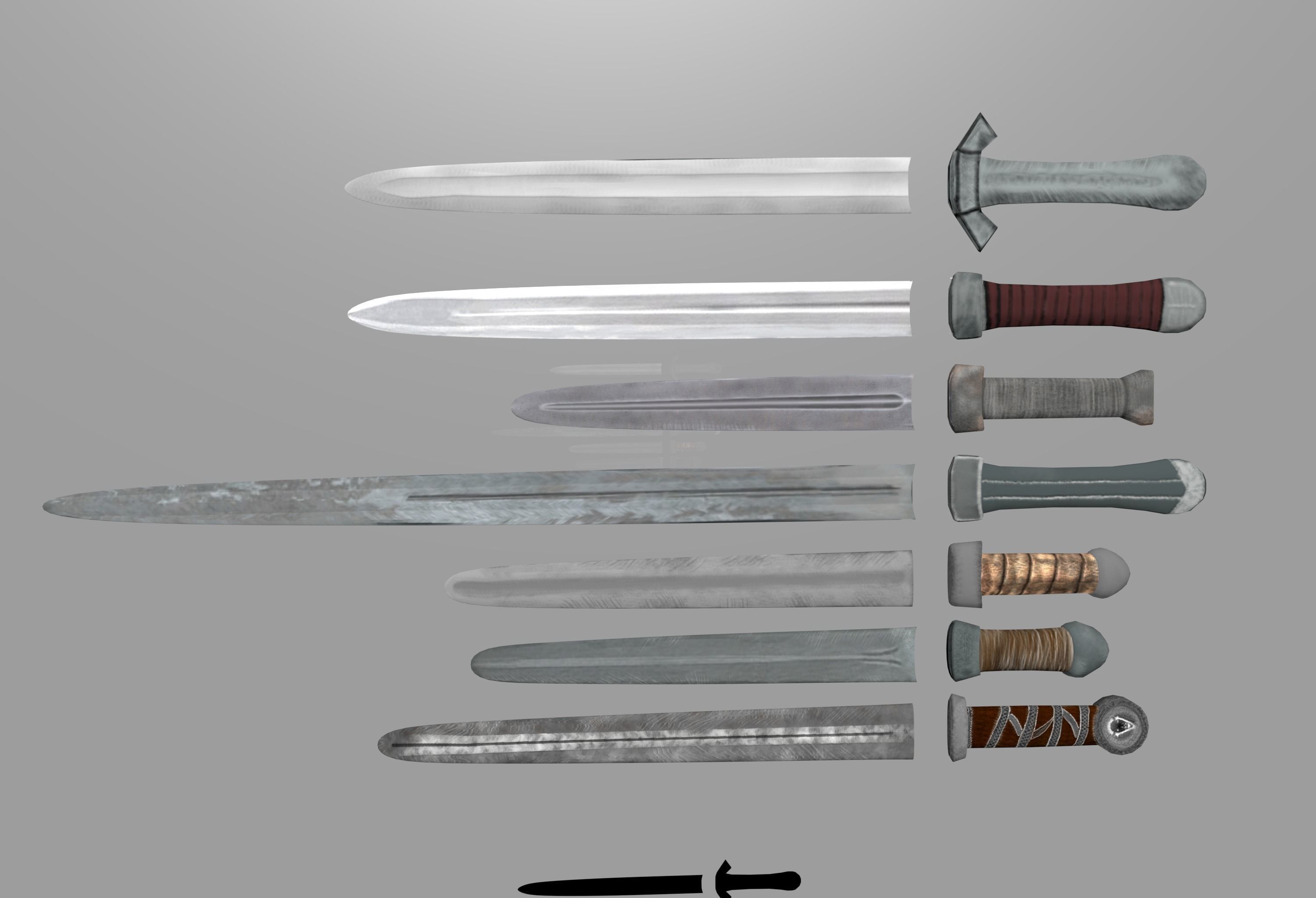 PACK Knight Viking Man character PLUS weapons Low-poly 3D model_11