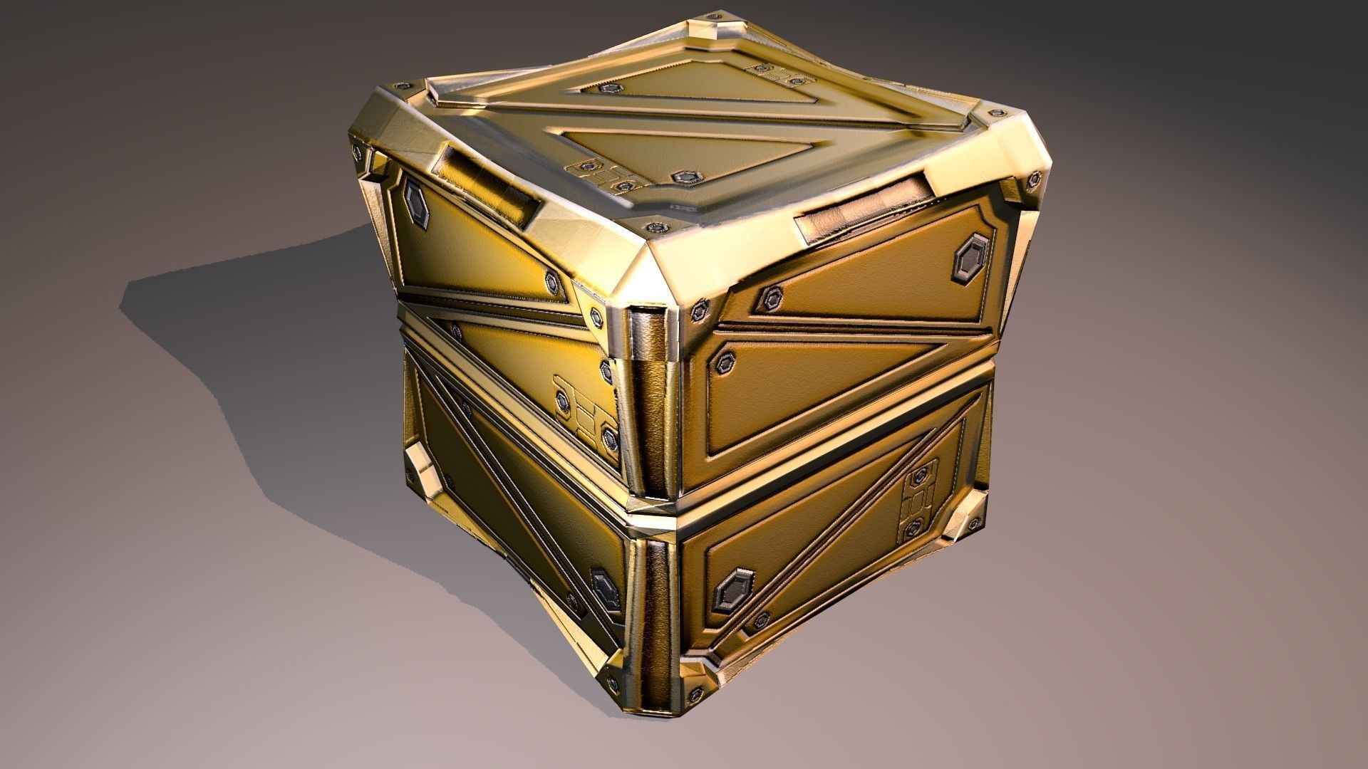PBR Low-Poly Steampunk Crate  Low-poly 3D model_16