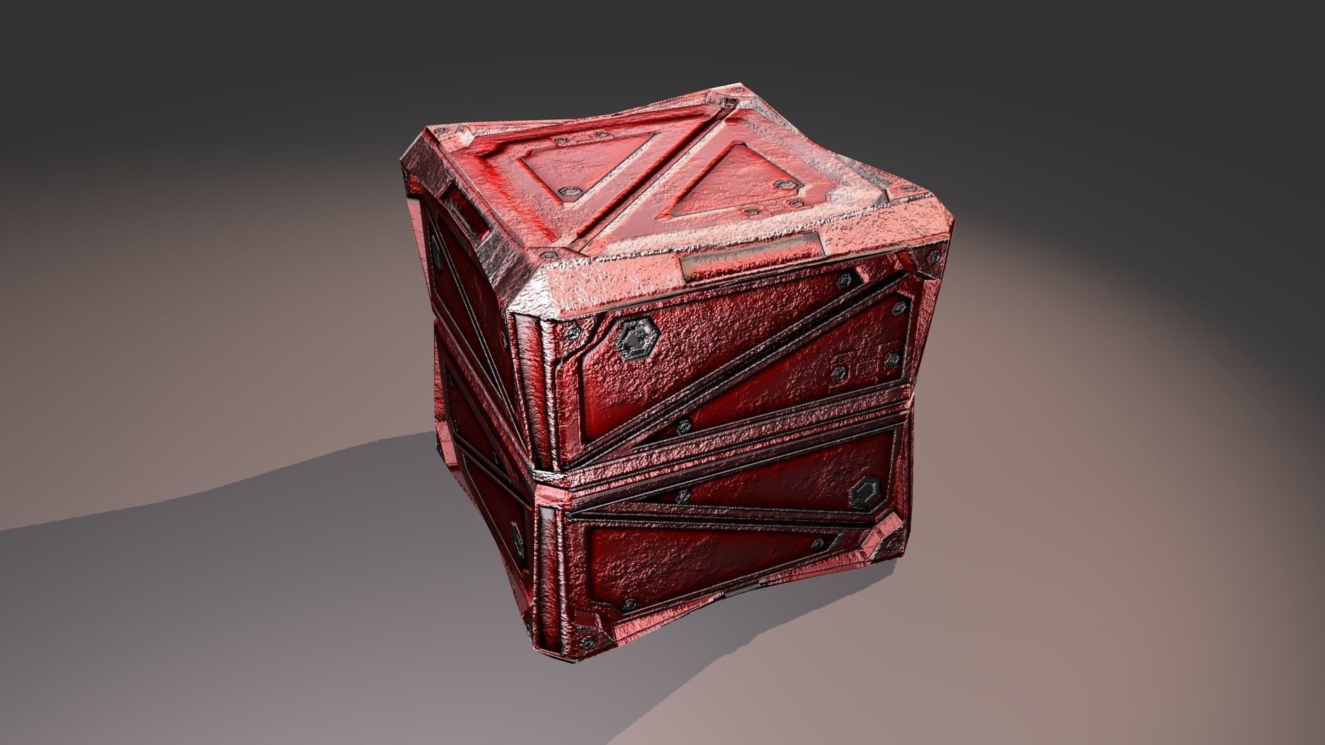 PBR Low-Poly Steampunk Crate  Low-poly 3D model_11