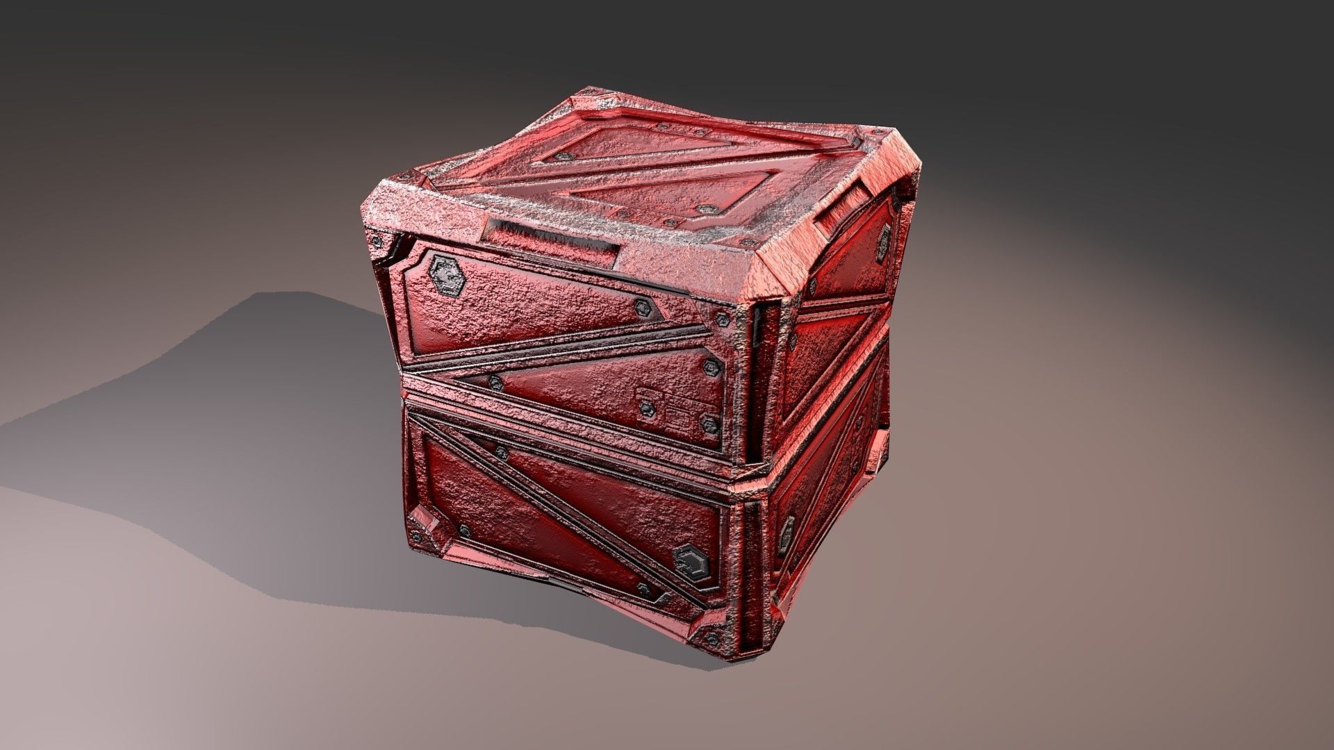 PBR Low-Poly Steampunk Crate  Low-poly 3D model_6