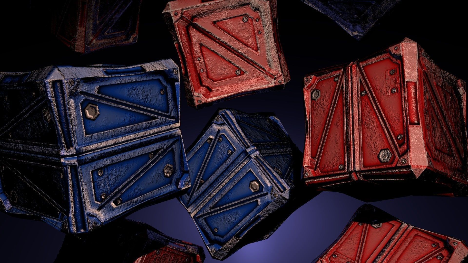 PBR Low-Poly Steampunk Crate  Low-poly 3D model_1