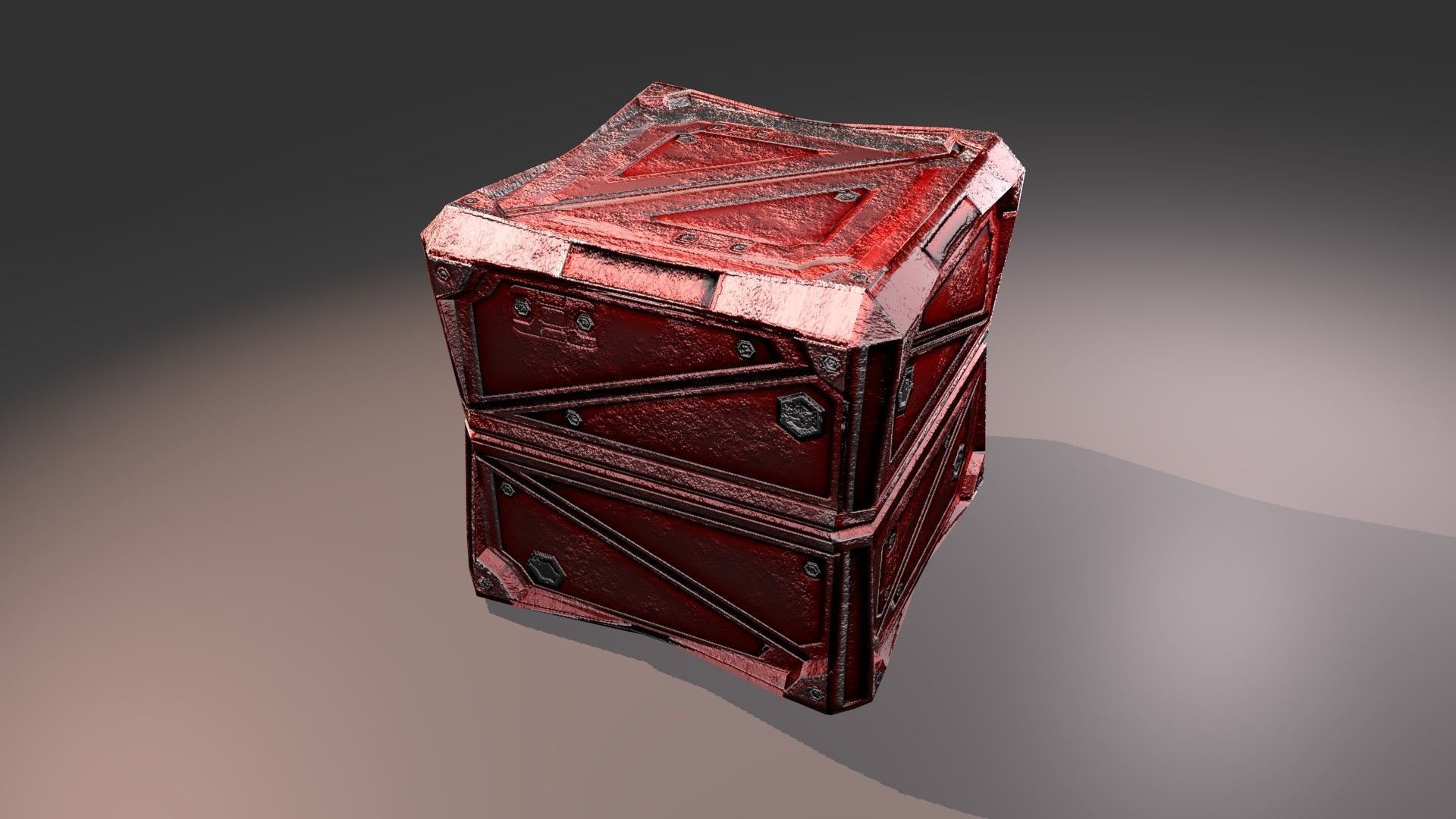 PBR Low-Poly Steampunk Crate  Low-poly 3D model_10