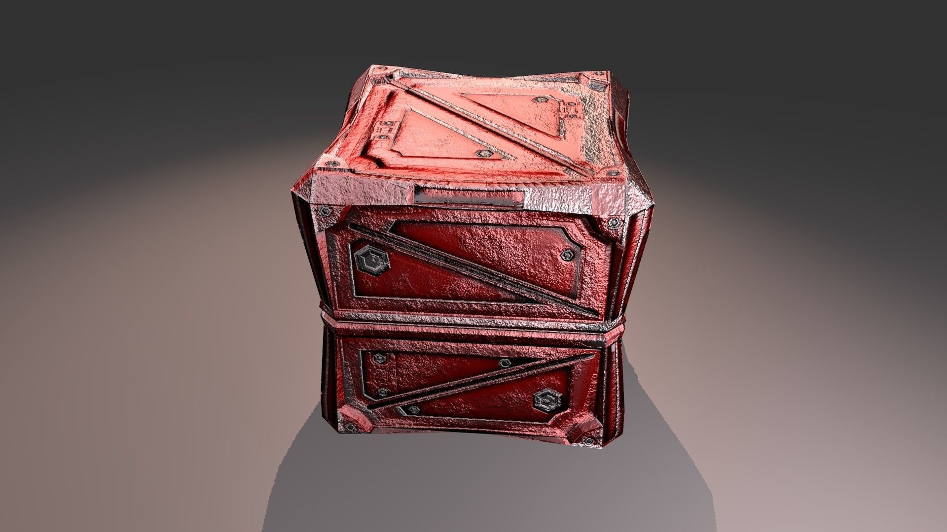 PBR Low-Poly Steampunk Crate  Low-poly 3D model_9