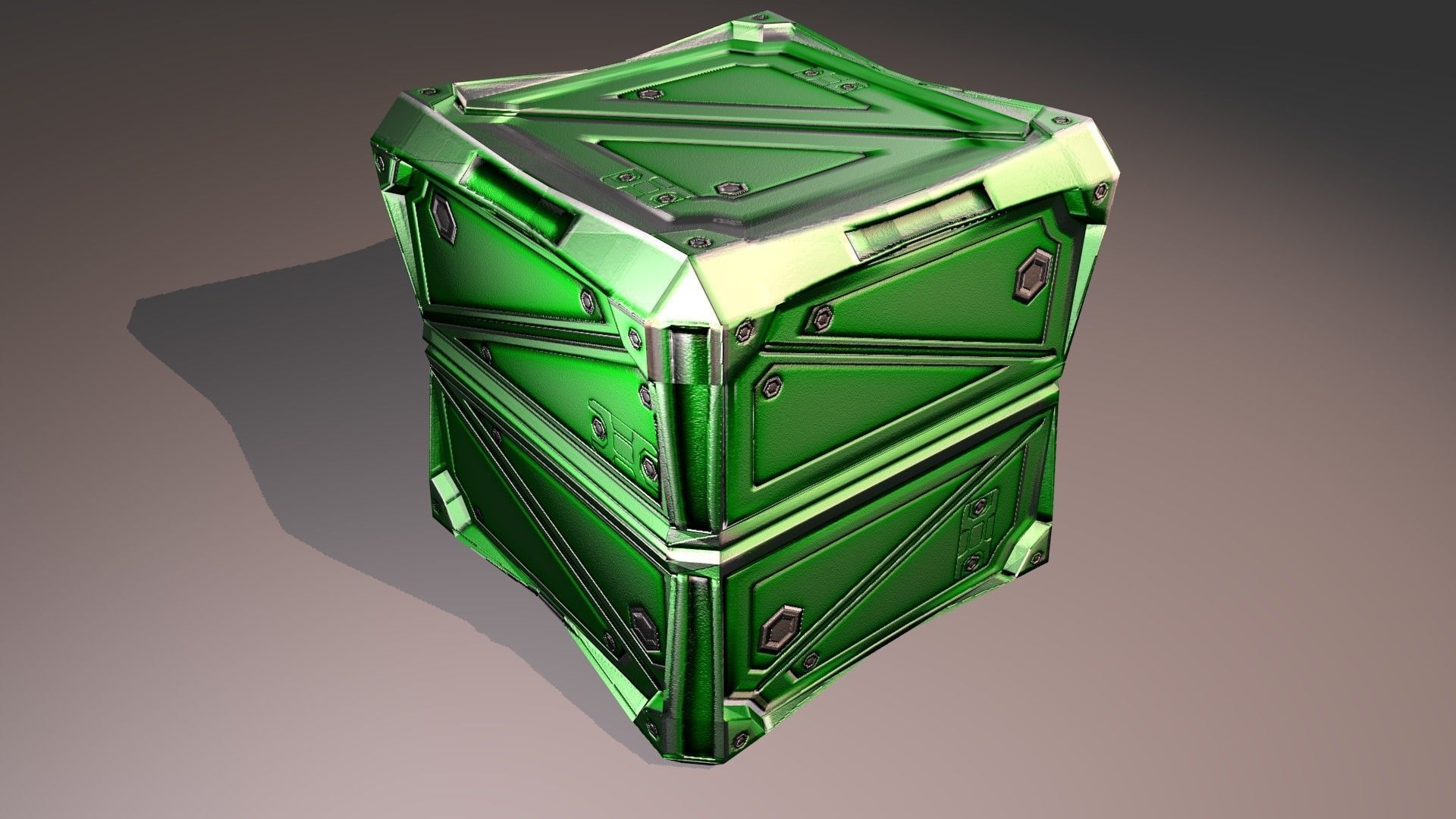 PBR Low-Poly Steampunk Crate  Low-poly 3D model_14