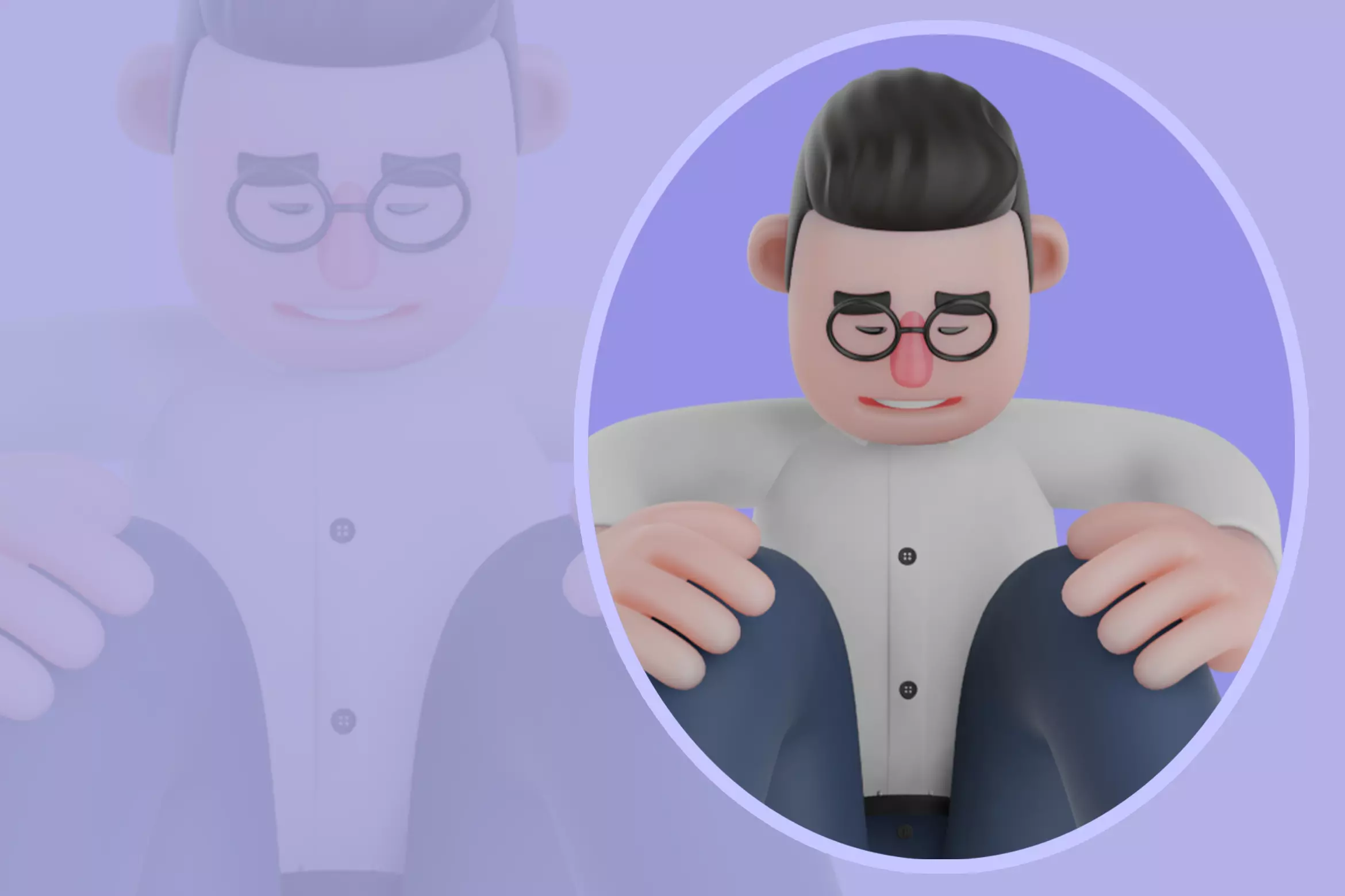 Stylized 3D Counselor - Sad Sitting Hug Pose 3D model