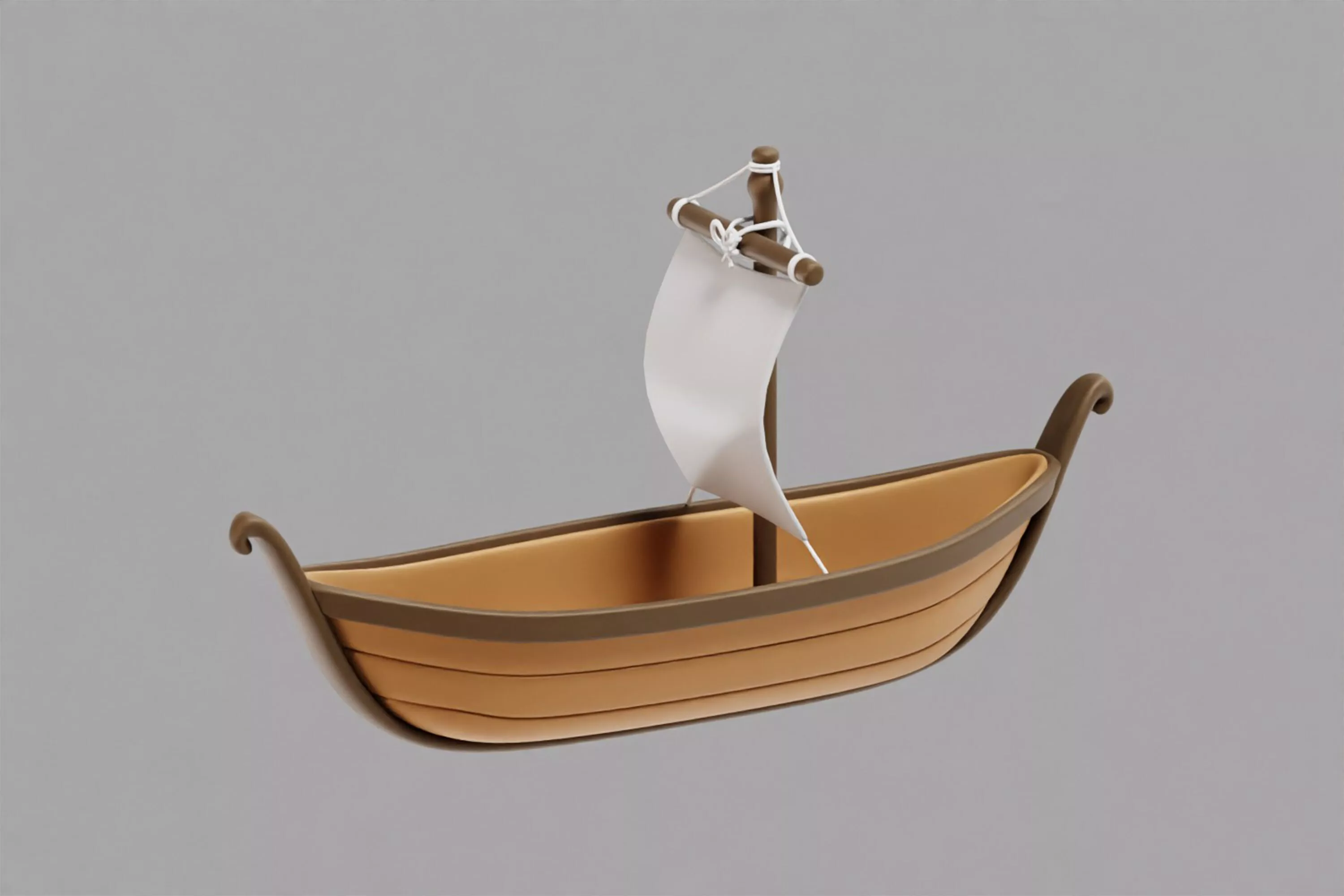 Wooden Boat Low-poly 3D model