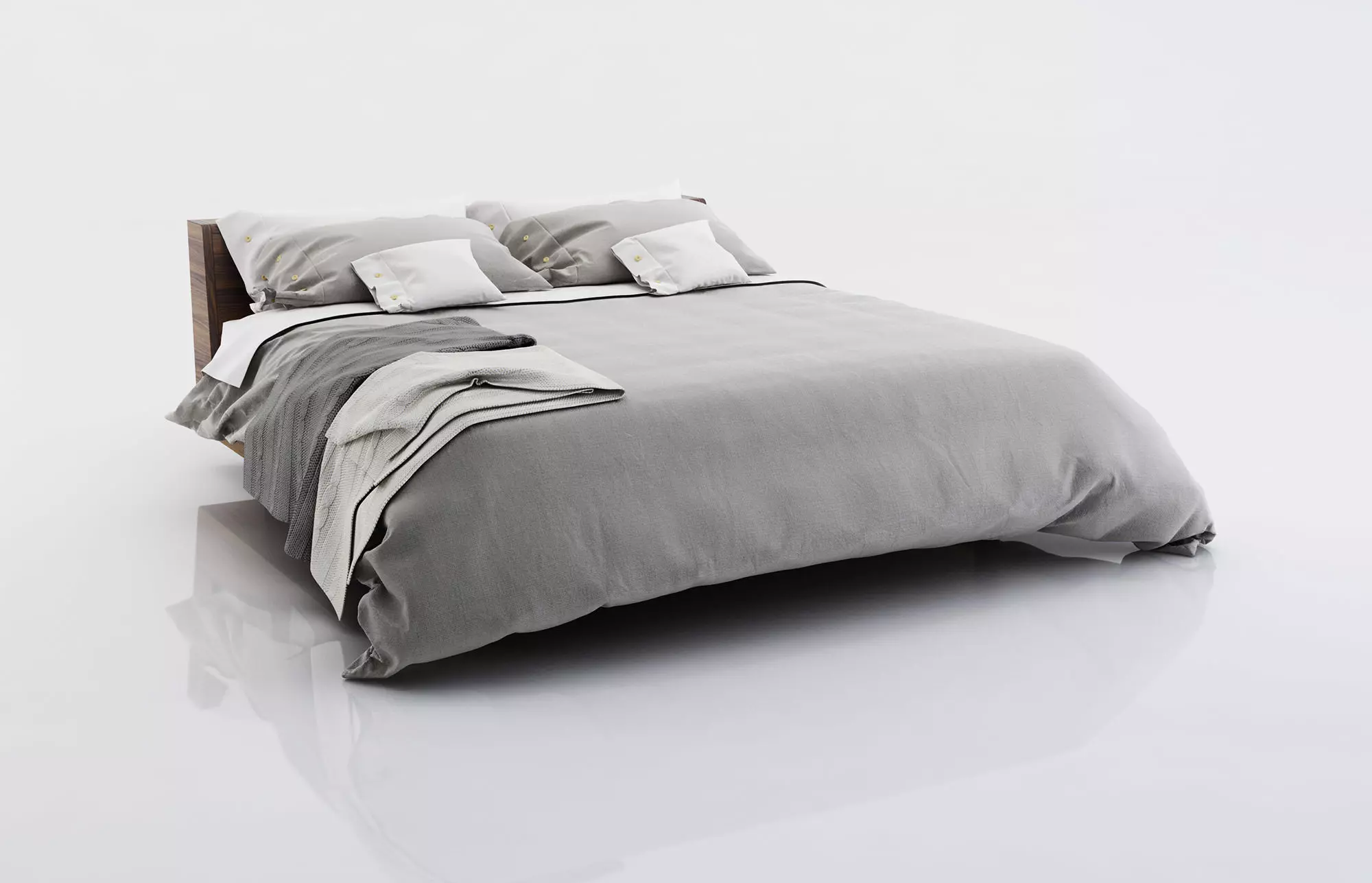 Bed linen with blankets 3D model_0