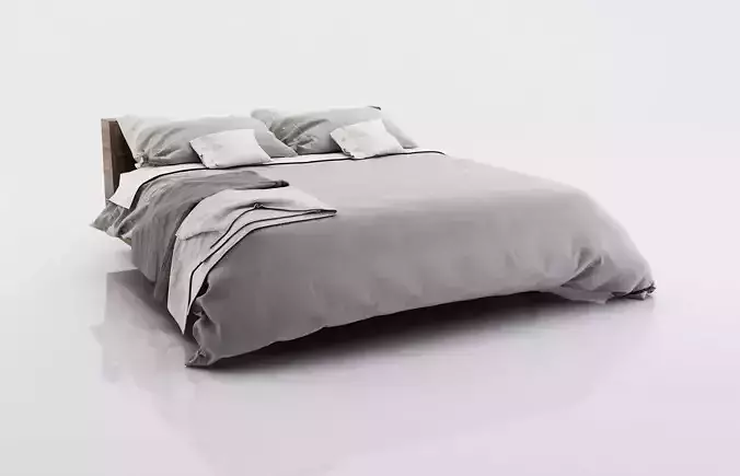 Bed linen with blankets 3D model