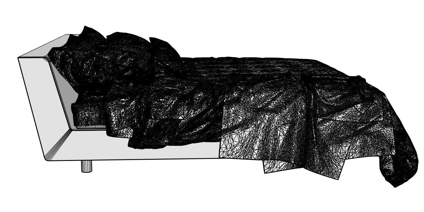 Bed linen with blankets 3D model_4