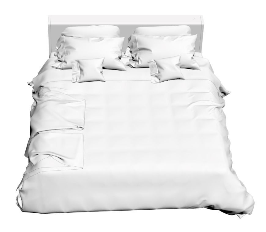 Bed linen with blankets 3D model_2