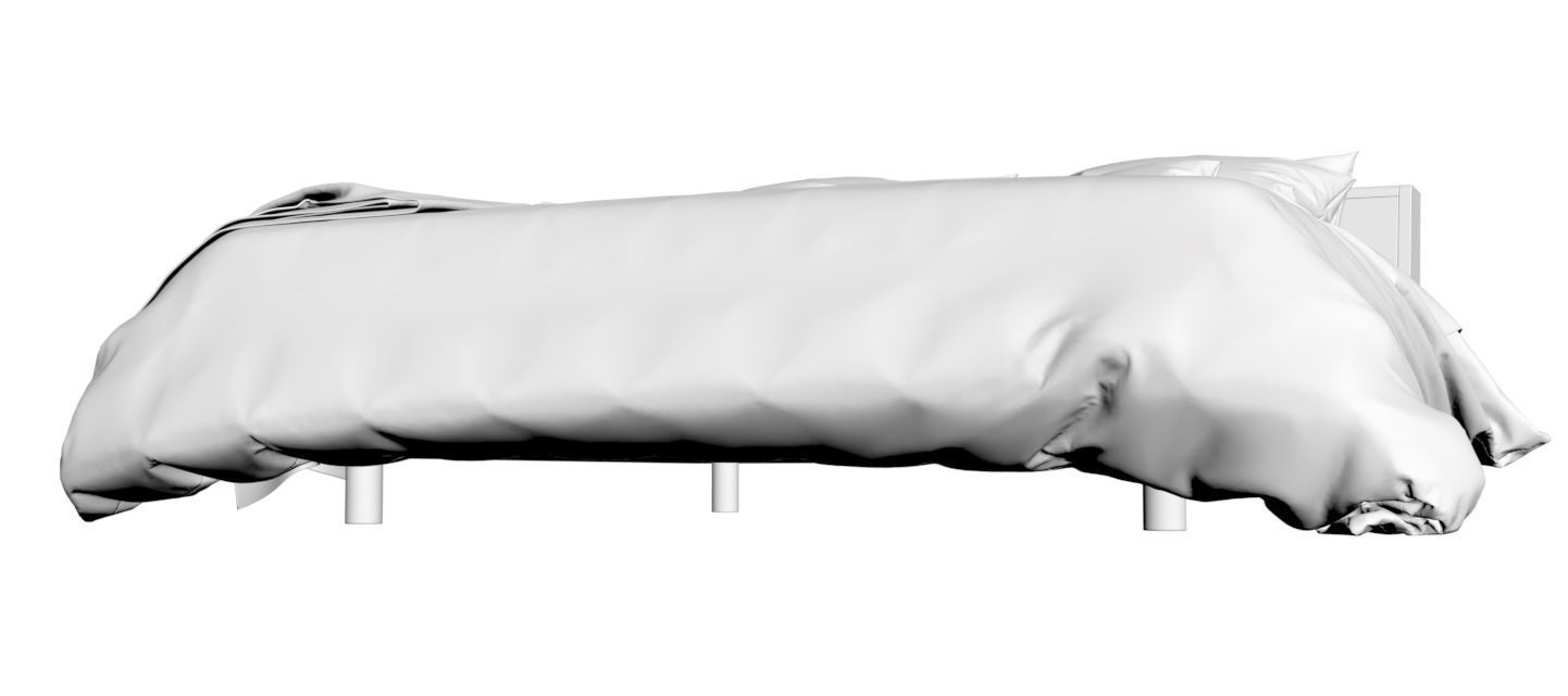 Bed linen with blankets 3D model_1