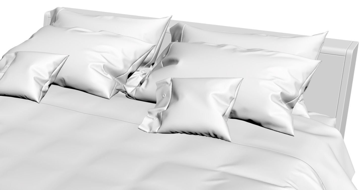Bed linen with blankets 3D model_3